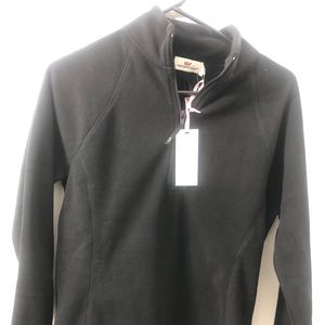 NWT VINEYARD VINES BLACK 1/4 ZIP FLEECE WOMEN S